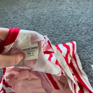 Red and white striped game day bibs